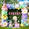 162pcs Easter Balloon Arch Kit - Pastel Balloon Garland with Bunny, Ears, Daisy Foil, Printed Balloons for Baby Shower Party, Spring Birthday, Easter Decorations
